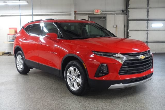 2022 Chevrolet Blazer 2LT in Red Hot — front three-quarter view