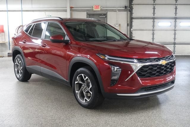 2025 Chevrolet Trax LT in Crimson Metallic — front three-quarter view