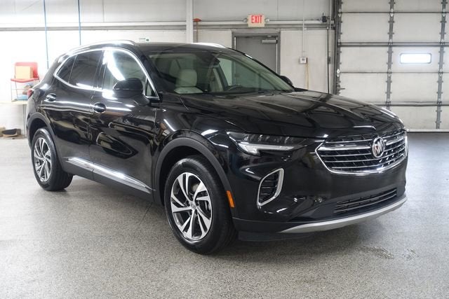 2023 Buick Envision Essence in Ebony Twilight Metallic — front three-quarter view